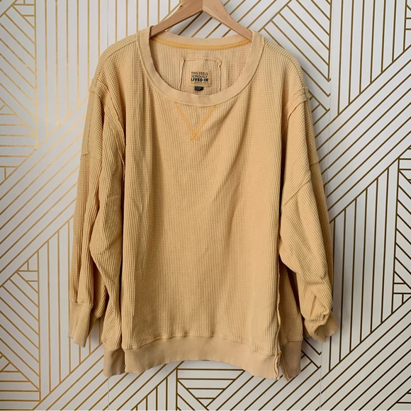 Aerie this feels seriously lived in waffle knit oversized drop shoulder seam XL - Picture 11 of 11